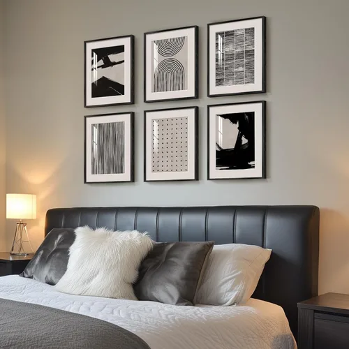 Miniatura 2 de Arte de pared abstracto enmarcado en blanco y negro, 6 piezas de impresiones modernas, pinturas, obras de arte para paredes, imágenes abstractas