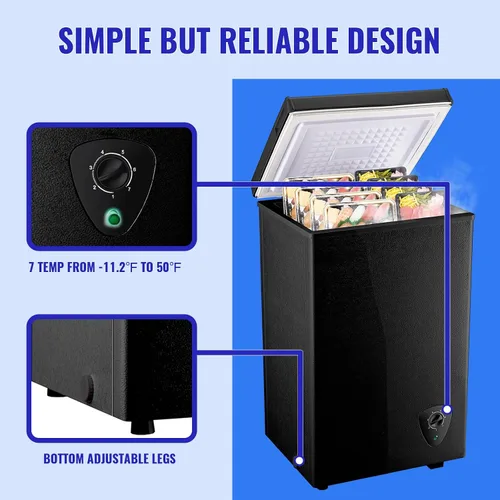 Miniatura 7 de WANAI - Congelador de pecho mini congelador profundo con capacidad compacta congeladores de congelación rápida para el hogar, oficina, dormitorio