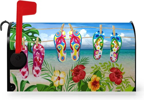 Miniatura 58 de Funda para buzón de verano magnética, girasol de verano impermeable, fundas para buzón de primavera, mariposas florales, buzón de poste, cubiertas