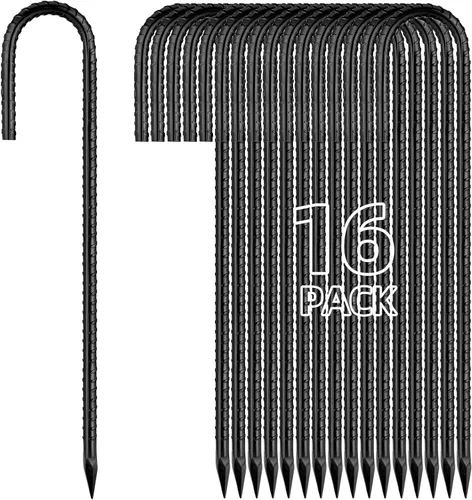 Miniatura 11 de Besitu - Estacas de refuerzo de 16 pulgadas (paquete de 16), estacas de metal resistente para madera, hormigón, plantas de jardín, estacas de acero