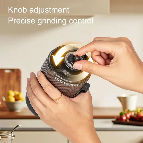 Miniatura 6 de Generic Molinillo de café eléctrico portátil con mango recargable por USB, parada automática, silencioso, ajustable, pequeño, de acero inoxidable
