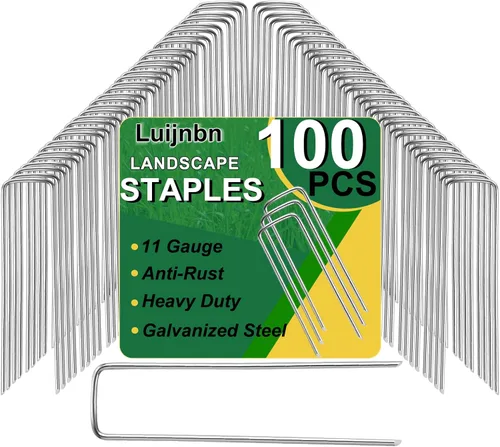 Miniatura 8 de Paquete de 30 Grapas para Césped, Grapas Premium para Paisajismo de Jardín, Estacas Galvanizadas de Calibre Resistente, Estacas de Carpa