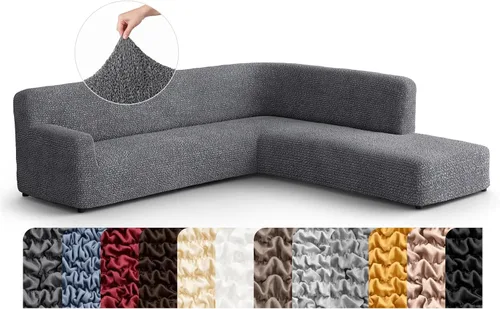 Miniatura 12 de PAULATO BY GA.I.CO. Funda de sofá modular, funda para sofá chaise longue en forma de L, fundas lavables para sofá esquinero, funda elástica de Gris
