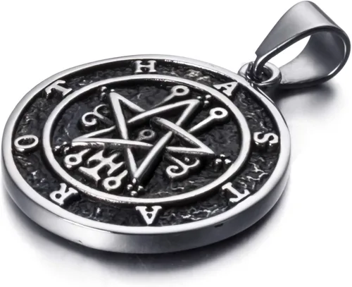 Miniatura 6 de ELFASIO Collar con colgante de acero inoxidable para hombre sello de Astaroth Key of SalomonSeal of Lilith Sigil of Lucifer Seal Chain
