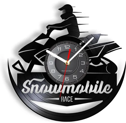 Reloj de pared de 12 pulgadas, para motos de nieve, carreras, reloj de pared de vinilo LP, artesanía, motocicleta, máquina de nieve, reloj de viaje,