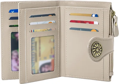 Miniatura 17 de Tipmile Billeteras pequeñas de cuero para mujer, con 2 ventanas de identificación, con bloqueo RFID, tarjetero con cremallera y bolsillo