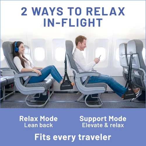 Miniatura 3 de BASIC CONCEPTS Hamaca de pie de avión para artículos esenciales de viaje en avión, artículos esenciales para viajes en avión, reposapiés de vuelo