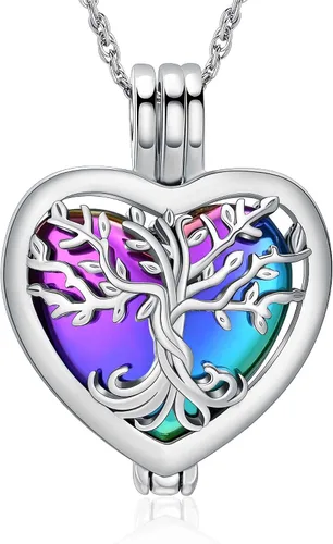 Miniatura 10 de shajwo Collar de cenizas de urna de árbol de la vida para mujeres y hombres, amado, dije conmemorativo de ceniza humana