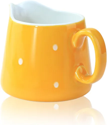 Miniatura 2 de CHOOLD Crema de cerámica de lunares con asa, jarra de crema de café y leche de 8.5 onzas para cocina Amarillo