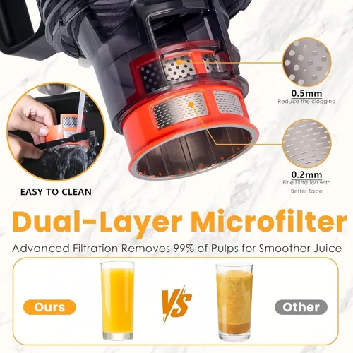 Miniatura 5 de Exprimidor de prensa en frío, máquina exprimidora de canal de alimentación de 5.5 pulgadas de ancho, exprimidor de masticación lenta para verduras
