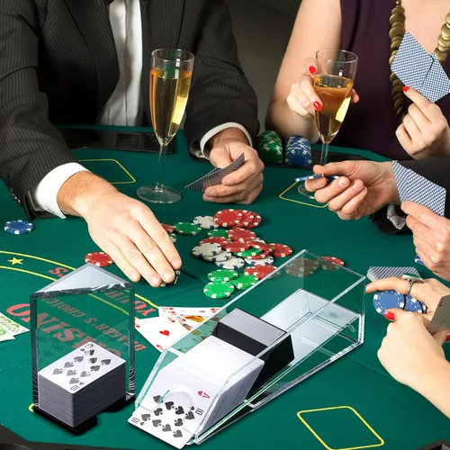 Miniatura 6 de Honoson Zapato de Blackjack y Bandeja de Descarte Zapato Dispensador de Cartas de Blackjack de Acrílico Transparente para Cartas de Juego Bandejas