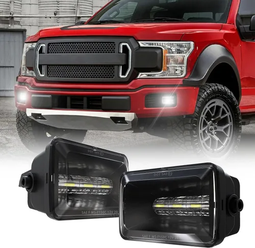 Luces antiniebla LED de 4 pulgadas DOT parachoques conducción faros antiniebla reemplazo para Ford F150 2015-2020, 2017-2018 Super Duty Negro