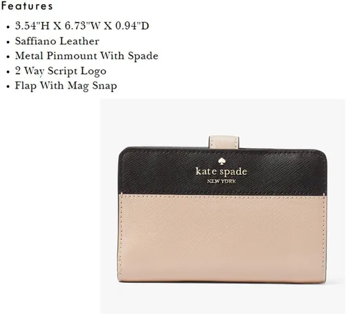 Miniatura 3 de Kate Spade - Cartera plegable para mujer, tamaño mediano, compacta, Negro -, Cartera