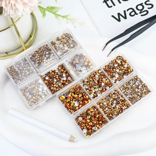 Miniatura 3 de Briskbloom 10000 diamantes de imitación dorados brillantes para manualidades, zapatos, ropa, diamantes de imitación dorados con parte trasera plana
