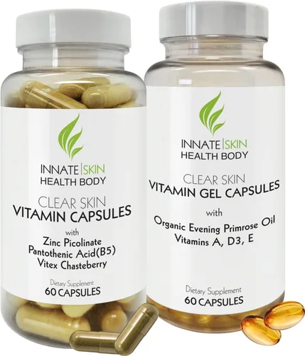 Clear Skin - Paquete de vitaminas para el acné | 20 antioxidantes, botánicos, minerales y vitaminas | Pastillas hormonales y quísticas para el acné