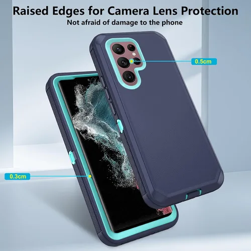 Miniatura 4 de Asuwish Funda de teléfono para Samsung Galaxy S22 Ultra 5G con protector de pantalla de vidrio templado y cubierta para celda, híbrida a prueba