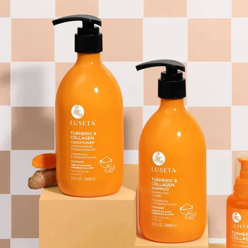 Miniatura 7 de Set de Champú y Acondicionador Luseta para Cabello con Cúrcuma y Colágeno, Champú Voluminizador para Cabello Fino o Graso, Libre de Sulfatos