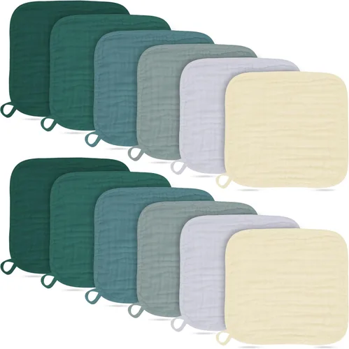 Miniatura 9 de Paquete de 12 paños de muselina para eructos, grandes de 20 x 10 pulgadas, ultra absorbentes, 100% algodón para babas y desorden del bebé, trapo
