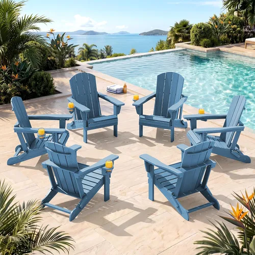 Miniatura 35 de SERWALL Silla Adirondack plegable ajustable, silla Adirondack reclinable con portavasos, Aruba
