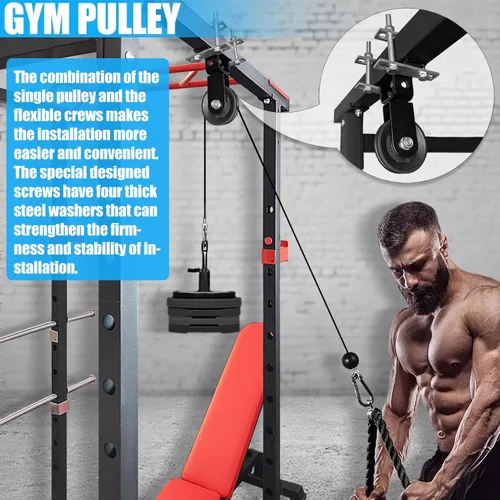 Miniatura 3 de Accesorio de polea para rack de potencia, máquina desplegable LAT - Sistema de polea doble de cable y peso para entrenamiento de fuerza en gimnasio