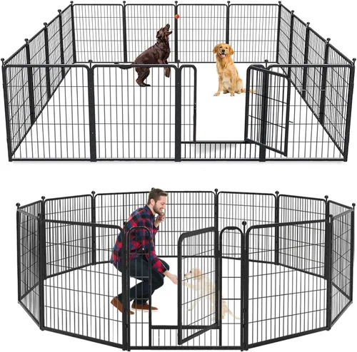 Miniatura 25 de Corralito para perros de 40 pulgadas, 32 paneles, para interiores y exteriores, para perros grandes, medianos y pequeños, valla de metal resistente