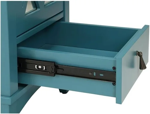 Miniatura 7 de Acme Mesa decorativa de madera Ceara con cajón de almacenamiento y puerta de cristal en color verde azulado