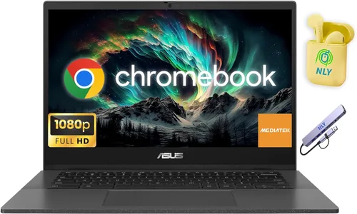 ASUS Computadora portátil Chromebook FHD delgada y ligera de 14 pulgadas para negocios estudiantiles, Chrome OS, MediaTek Kompanio 520 de 8 núcleos,