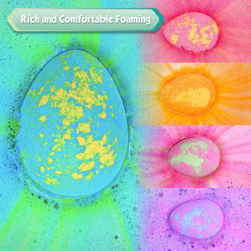 Miniatura 3 de Aofmee Bombas de baño para niños, bombas de baño para niños con juguete de dinosaurio en el interior, rellenos de cesta de Pascua para niños, huevos