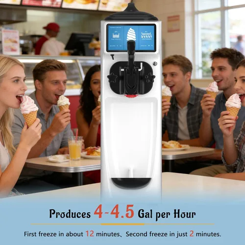 Miniatura 3 de Máquina de helado de servicio suave, máquina de helado de 4 a 4.5 galones/H, pantalla de 7 pulgadas, máquina de servir suave con preenfriamiento