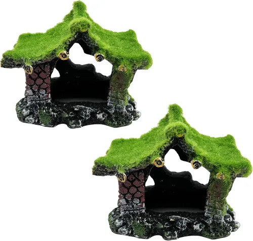 Miniatura 8 de Tfwadmx Decoración de Acuario Casa Refugio de Resina Hueca, Accesorios de Escondite para Pez Betta Ornamento de Cueva para Tanque Refugio para Peces