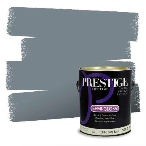 Miniatura 410 de Pintura Exterior + imprimación PRESTIGE, todo-en-uno, 1 galón, acabado mate, color comparable al Valspar* Royal Gray* VS151-Gris real