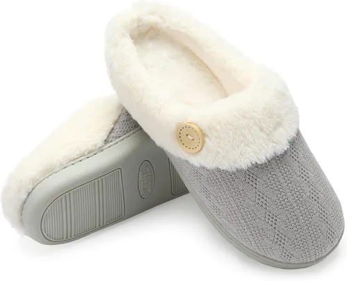 Miniatura 6 de Chantomoo Womens Slipper Warm Comfy Memory Foam House Slippers Knitted Shoes Faux Fur Lined Anti-Skid Rubber Sole Bedroom Cozy Indoor Outdoor