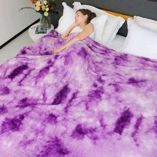 Miniatura 3 de MUGD Mantas Suaves Manta de Forro Polar de Tamaño Twin para Niños Manta Cálida de Felpa para Cama Morado y blanco
