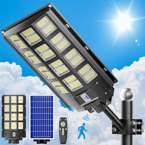 Luz de calle solar loyoele de 8000 W para exteriores, resistente al agua, luz de calle LED solar al aire libre de 120,000 lúmenes 7000 K del