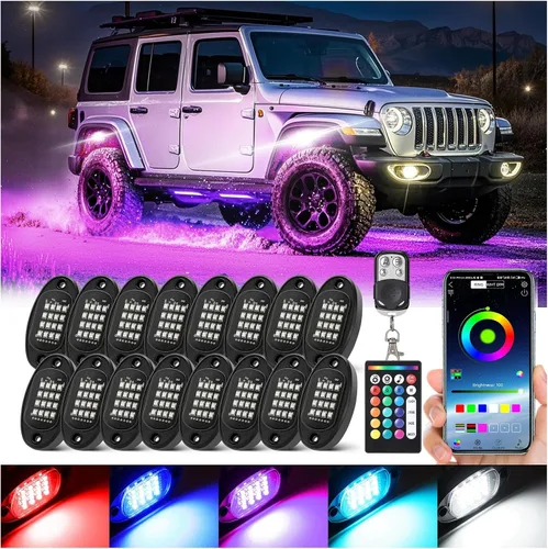 Miniatura 15 de 6 cápsulas de luces LED de aleación para UTV, ATV, carrito de golf, camioneta RZR todoterreno, kit de neón RGB multicolor impermeable actualizado
