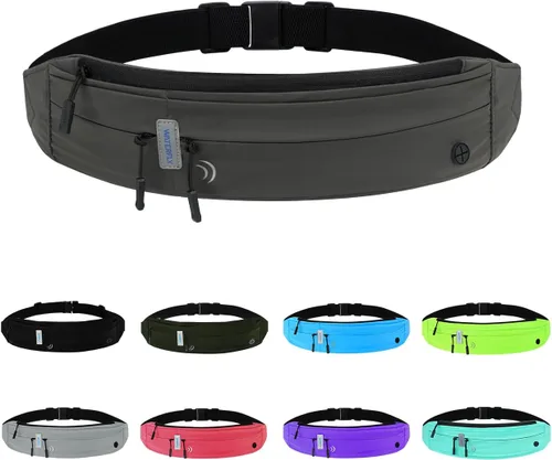 Miniatura 13 de WATERFLY Riñonera para correr con cinturón de carrera: Corredor Maratón Jogging Riñonera Deportiva Ejercicio Ejercicio Fitness Soporte para Teléfono
