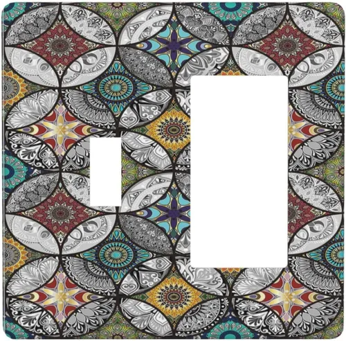 Miniatura 114 de Cubierta decorativa para interruptor de luz, diseño de pájaros y flores florales en blanco y negro, 2 bandas, cubierta decorativa para pared, placa