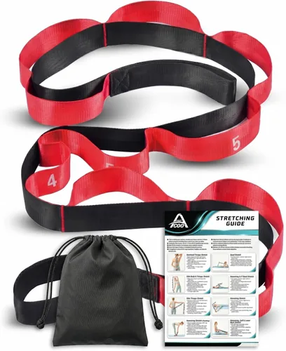 Miniatura 10 de Acozycoo Correa de estiramiento con 10 bucles, correa de yoga para terapia física, entrenamiento en casa, entrenamiento de pilates y flexibilidad