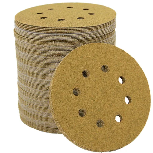 Miniatura 15 de Discos de lija de 5 pulgadas con 8 agujeros de gancho y bucle, discos de lija orbital, juego de papel de lija redondo de 100 piezas, incluye granos
