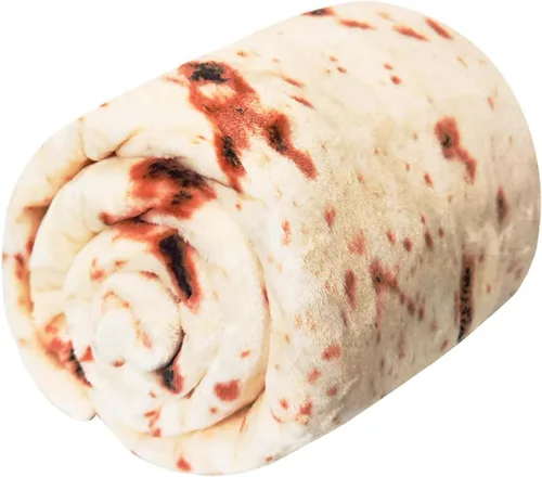 Miniatura 6 de Vessia Burritos - Manta de tortilla para burrito de tamaño grande (beige, 60 pulgadas), cobija gigante y graciosa de comida realista para adultos