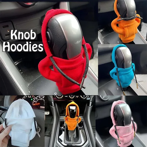 Miniatura 5 de Osilly Funda para palanca de cambios de automóvil, mini sudadera con capucha y diseño de suéter de moda, protector de perilla de palanca de cambios
