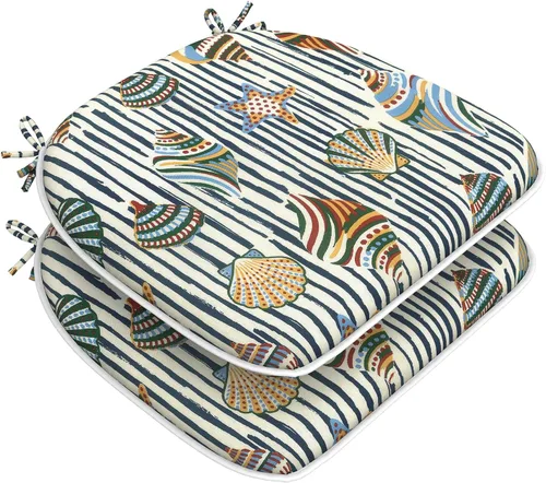 Miniatura 45 de DYTXIII Juego de 2 cojines para sillas de exterior con lazos, almohadillas repelentes al agua para sillas de patio de 17 x 16 pulgadas para muebles