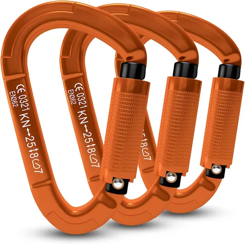 Mosquetones de Escalada en Roca con Bloqueo Automático, Certificados UIAA Profesionales 25KN (5620 lbs) Mosquetones Resistentes para Rappel,