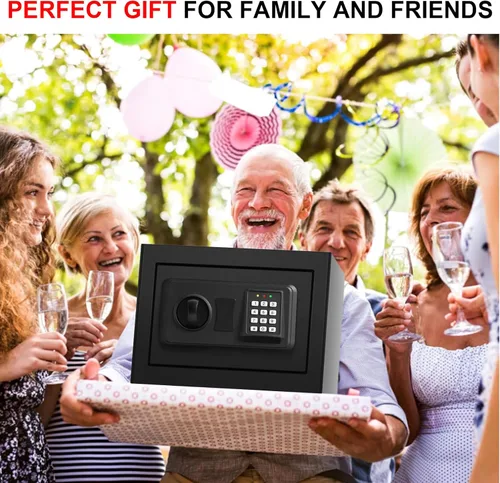 Miniatura 8 de Cajas fuertes pequeñas para uso doméstico, caja de seguridad digital con cerradura de combinación, llaves de repuesto y estante extraíble, caja