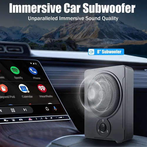 Miniatura 4 de Subwoofer de 8 pulgadas de audio para automóvil súper delgado amplificado, subwoofer para automóvil debajo del asiento, amplificador activo de bajo