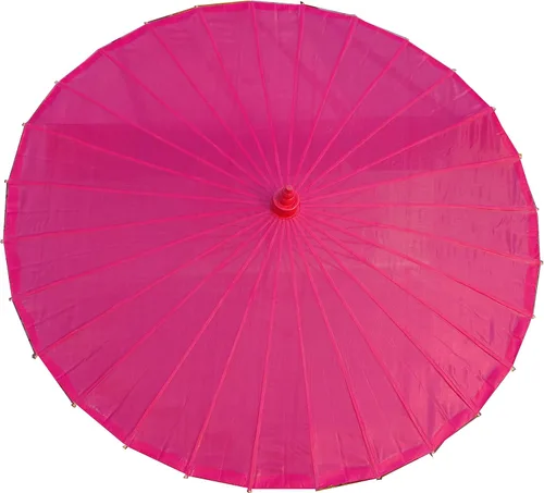 Miniatura 5 de Parasol de tela de bambú liso, ideal para recuerdos de fiesta de boda (fucsia)