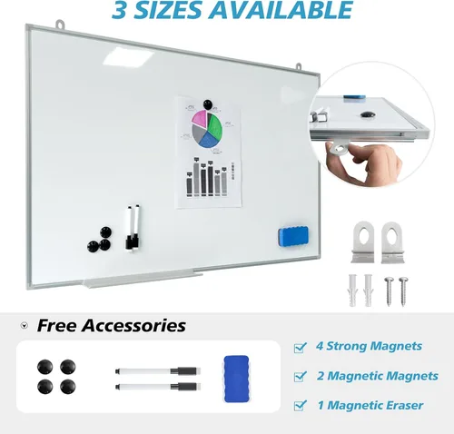 Miniatura 2 de Pizarra magnética de borrado en seco de 24 x 36 pulgadas, para colgar y montar en la pared, marco de aluminio, tableros de mensajes para el hogar