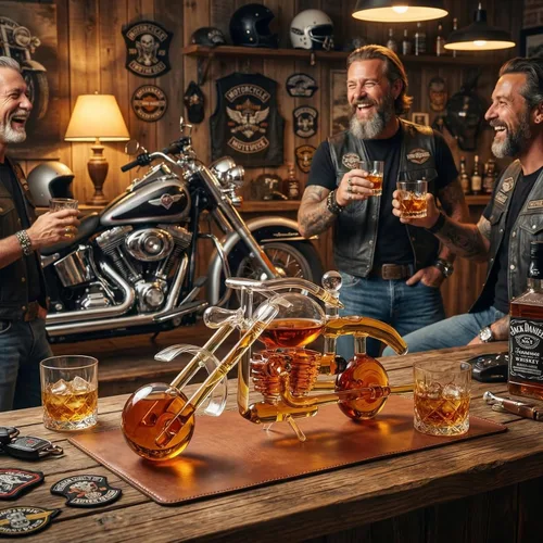 Miniatura 7 de Juego de decantador de whisky y vino en forma de motocicleta con regalos de motocicleta, regalos de moto, dispensador para vino, whisky escocés