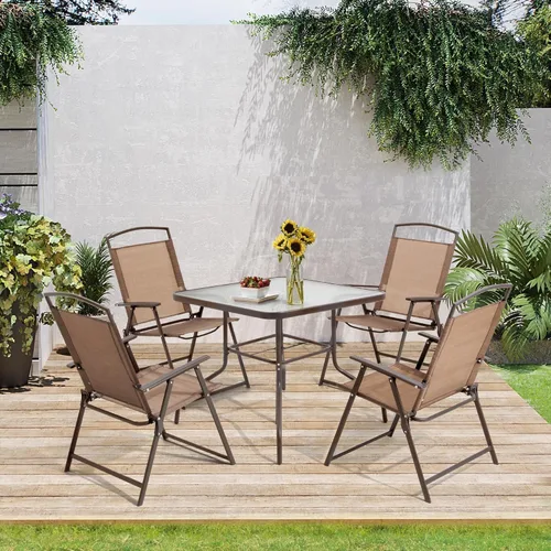Miniatura 8 de Crestlive Products Juego de 4 sillas plegables para patio, paquete de 4, sillas de comedor al aire libre con reposabrazos para campamento, playa
