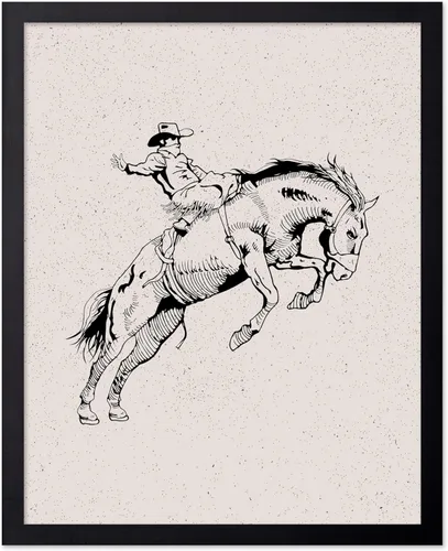 Miniatura 94 de Poster Master Póster de Rodeo marrón – Estampado retro de vaquero sobre caballo – Arte de vaquero – Arte occidental – Arte del salvaje oeste